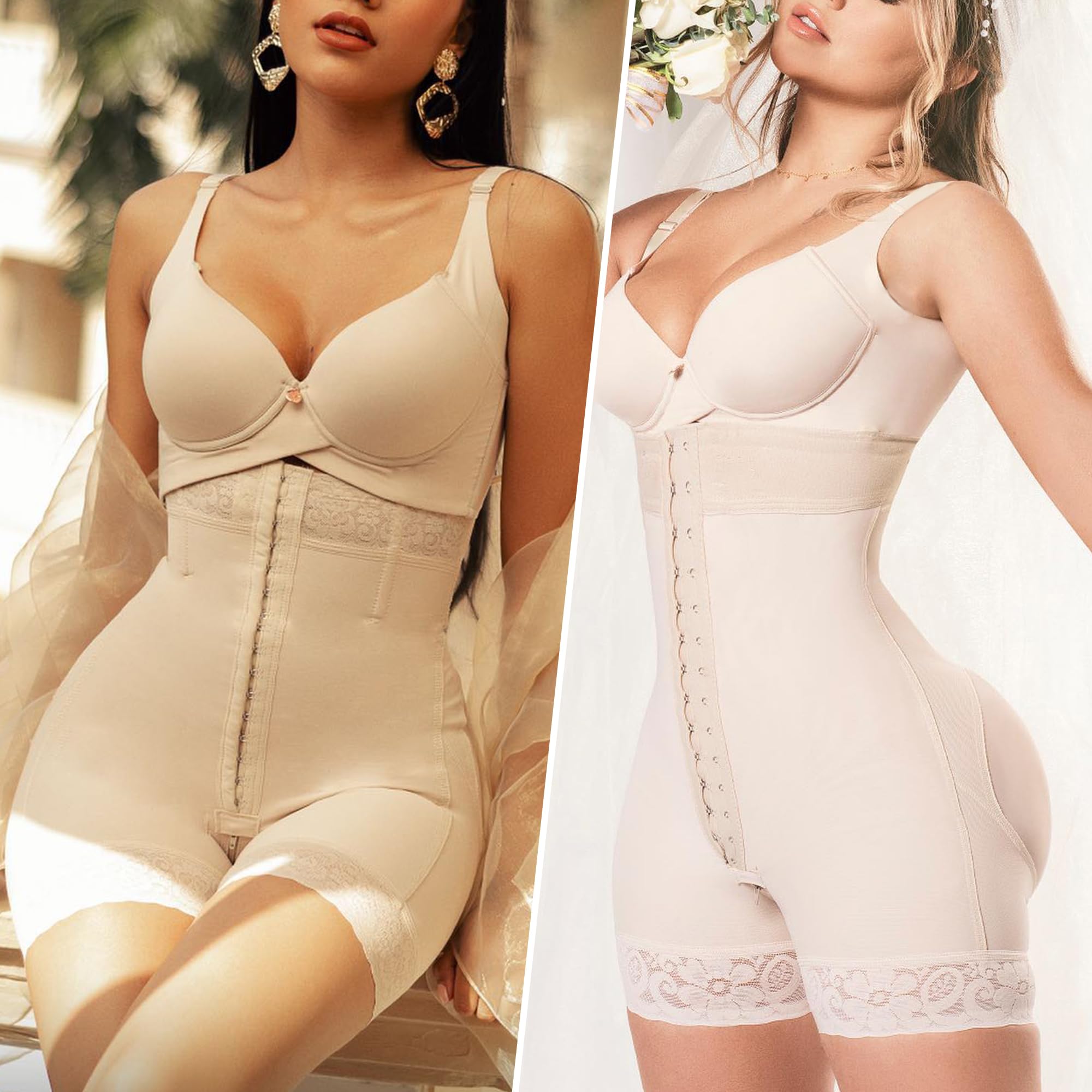 YIANNA Tummy Control Shapewear for Women Fajas Colombianas Body Shaper Shorts with Zipper Crotch